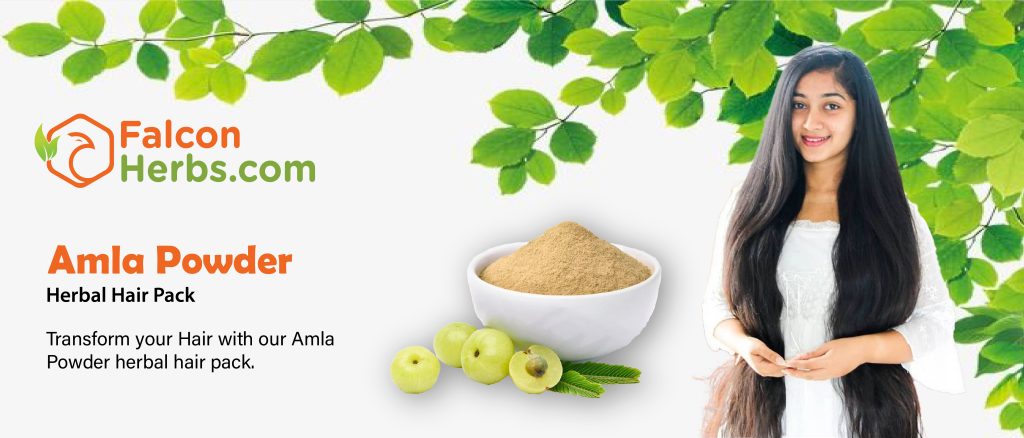 Amla Powder Herbal Hair Pack - 100g" - An image showcasing the packaging of our herbal hair pack enriched with amla powder, offering hair transformation benefits.